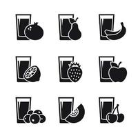 Fresh squeezed juices icons. Black on a white background vector