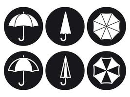 Vector umbrella icon set. White on a black background