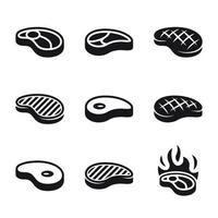 Steak Icons Set. Black on a white background vector