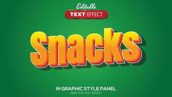 3D editable text effect snack theme vector