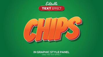 3D editable text effect chips theme vector