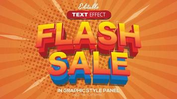 Tema de venta flash de efecto de texto editable 3d vector