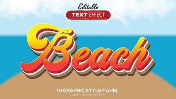 Tema de playa de efecto de texto editable 3d vector