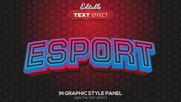 3D editable text effect esport theme vector