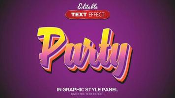 Tema de fiesta de efecto de texto editable en 3d vector