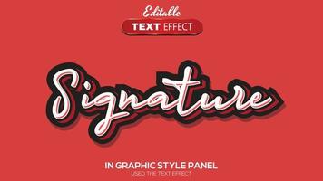 Tema de firma de efecto de texto editable 3d vector