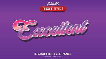 3D editable text effect excellent theme vector