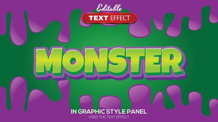 3D editable text effect monster theme