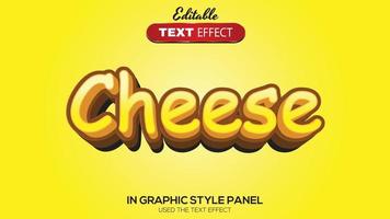 Tema de queso con efecto de texto editable en 3d vector