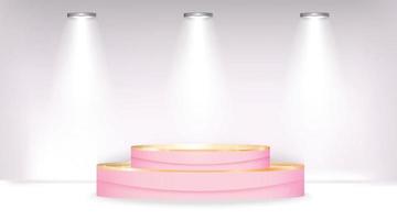 Pink podium on light background with spotlights illuminated illustration vector