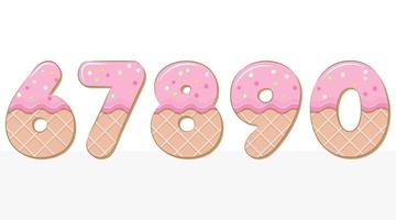 Ice Cream Alphabet Number 6 to 0 set illustration vector