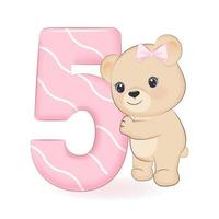 Cute Little Bear, Happy Birthday 5 years old