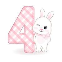 Cute little rabbit, Happy birthday 4 years old vector