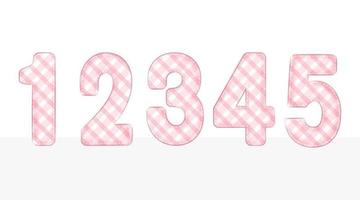 Pink Plaid Number 1 to 5 set  illustration vector