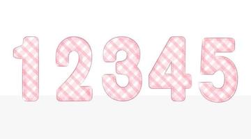 Pink Plaid Number 1 to 5 set  illustration vector