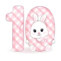 Cute little rabbit, Happy birthday 10 years old vector