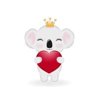 Cute Koala Bear with Heart. valentines day concept vector