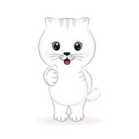 Cute little white cat paw showing thumb like symbol illustration vector