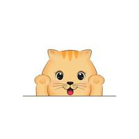 Cute little orange cat smiling cartoon illustration vector