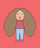 Cute Girl With Long Hair vector