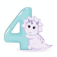 Cute little Dinosaur with Alphabet Number 4 vector