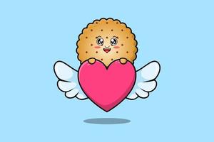 lindo personaje de dibujos animados galletas corazón escondido vector