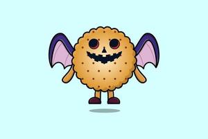 Cute mascot cartoon Cookies Scary bats pumpkin vector