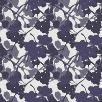 Sakura branches seamless pattern purple blooming branches silhouette with shadows on beige background. Botanical fashion textile pattern design. vector