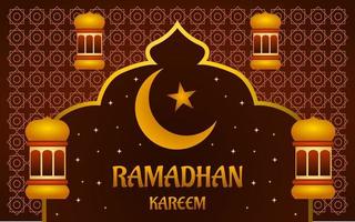 ramadan kareem ilustración con estrella luna y fondo marrón vector