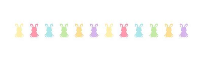 Pastel rabbit head pattern border separator. Easter themed simple flat clipart vector illustration