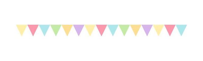 Pastel pennant flags pattern border separator. Valentines romantic simple flat clipart vector illustration