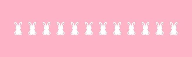 Pastel rabbit head pattern border separator. Easter themed simple flat clipart vector illustration