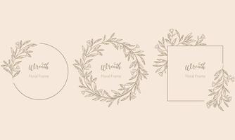 Set of Hand drawn floral frames with flowers vector