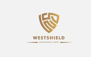 Premium monogram shield letter W S initials logo. Elegant shield vector logo design. usable logo for technology, cyber security,application, web icon,