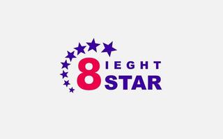 concepto de diseño de logotipo de ocho estrellas con número, utilizable para logotipo de aniversario, empresa, etc. vector