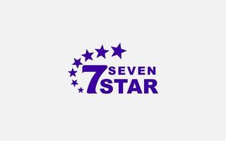 concepto de diseño de logotipo de siete estrellas con número, utilizable para logotipo de aniversario, empresa, etc. vector