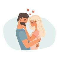 Couple hugging in love. Valentine's day card concept. Vector Illustration