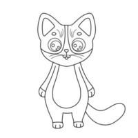 gato de carácter de ilustración vectorial. esquema divertido gatito de dibujos animados. bosquejo de línea animal para colorear libro aislado en blanco vector