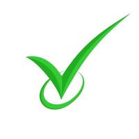 Marca de verificación 3d, ilustración de vector de marca de verificación verde