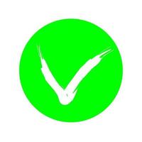 logotipo de símbolo de icono de marca de verificación blanca en vector de círculo verde