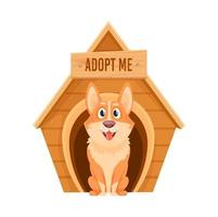 Adopt me icon, dog pet and doghouse kennel vector