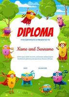 Kids diploma with Cartoon superhero micronutrient vector