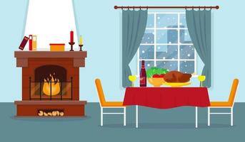 salón con chimenea y muebles. diseño de interiores vectoriales. vector