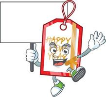 Happy new year tag cartoon vector