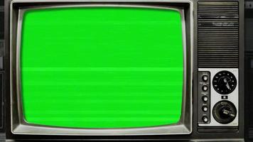 video de pantalla verde de tv retro