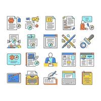 Copywriting Content Strategy Icons Set Vector