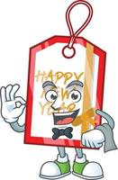 Happy new year tag cartoon vector