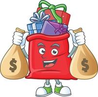 Santa bag full of gift cartoon vector