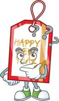 Happy new year tag cartoon vector