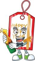 Happy new year tag cartoon vector